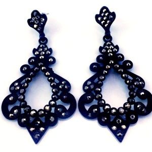 COPY - SPANISH EARRINGS FRIDA KAHLO BLACK RHINESTONES